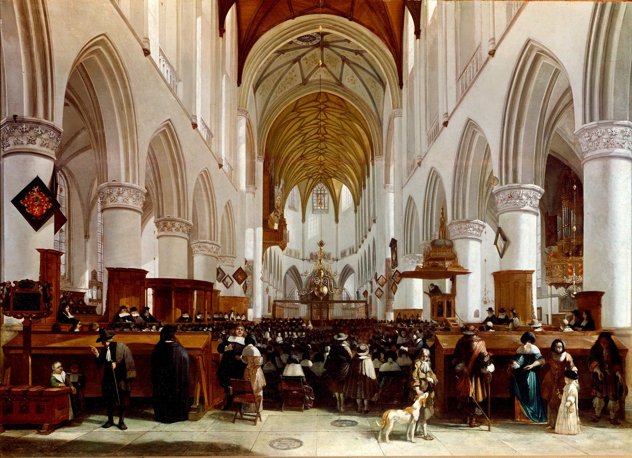 Interieur van een kerk. Schilderij door Gerrit Berckheyde (1638-1698), Nederlandse schilder. Londen, National Gallery door Gerrit Adriaensz Berckheyde