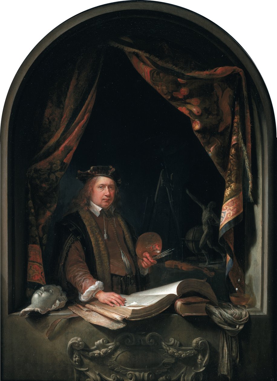 Zelfportret van Gerard Dou (1613-1675) door Gerrit Dou