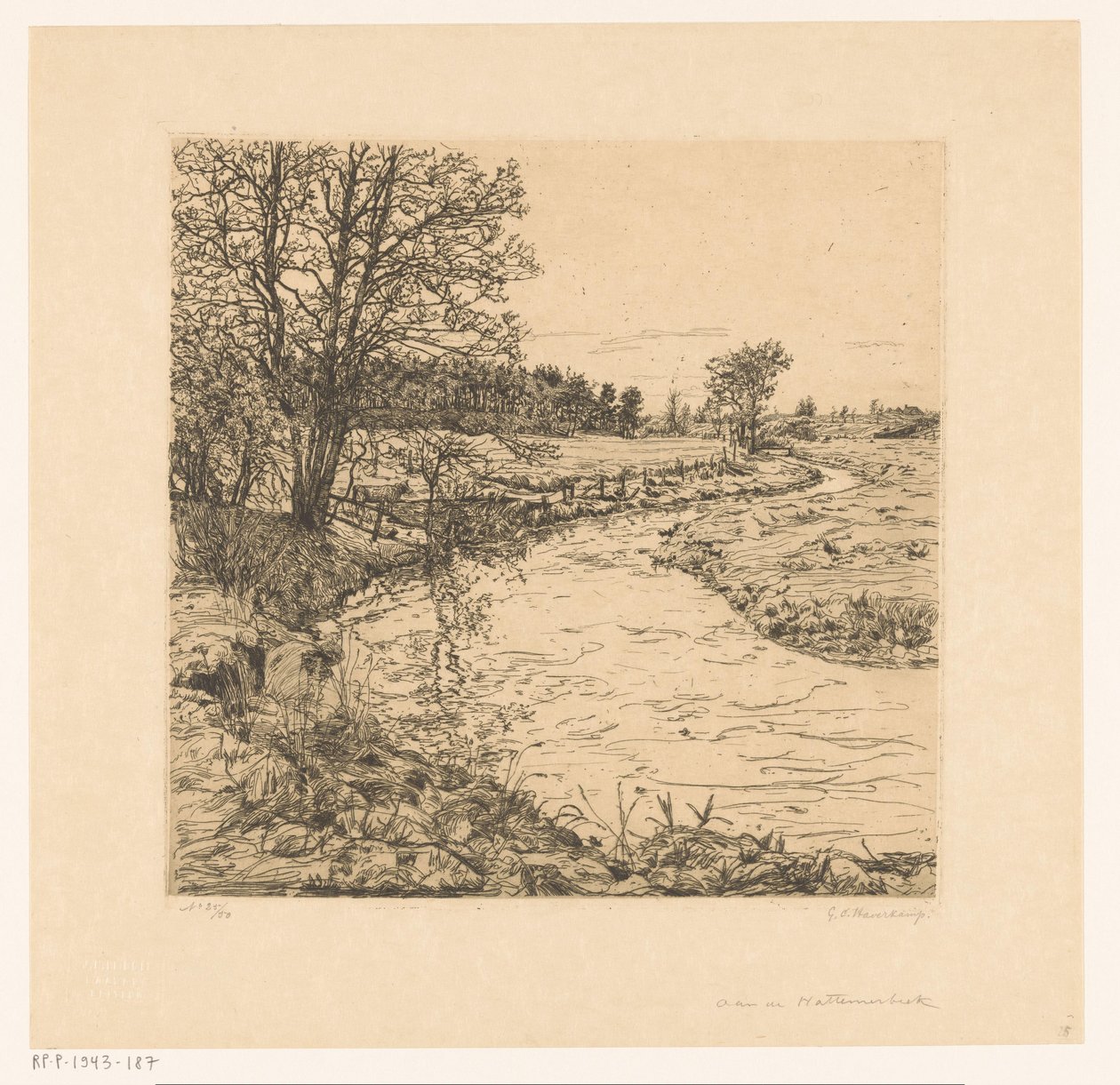 Aan de Hattemerbeek door Gerrit Haverkamp (signed by artist)