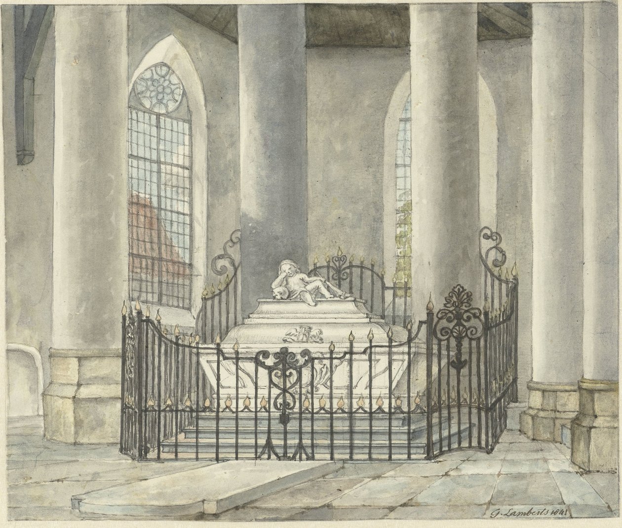 Grafmonument van Catharina Alida van der Dussen, in een kerk te Culemborg door Gerrit Lamberts