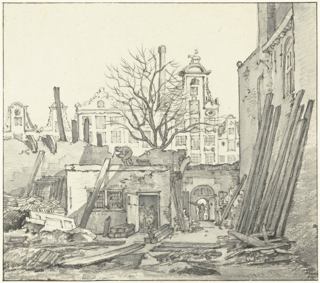 Het afbreken van het West-Indisch Huis te Amsterdam door Gerrit Lamberts