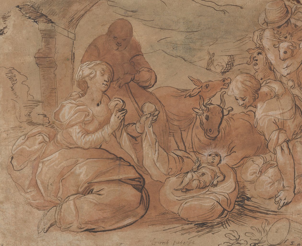 De aanbidding van de herders door Gerrit Pietersz Sweelink