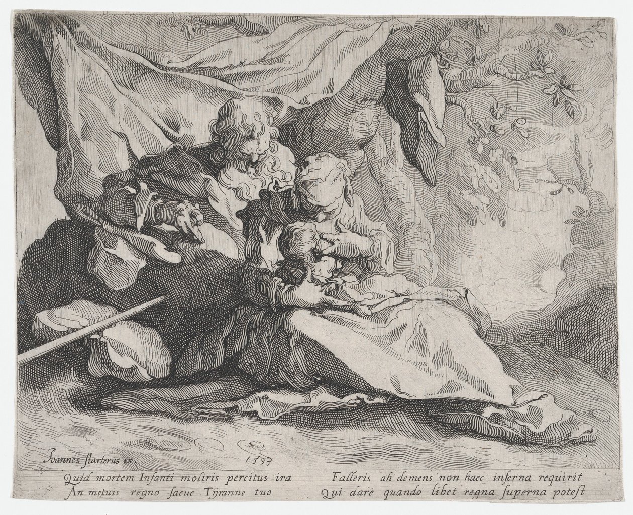 De rust tijdens de vlucht naar Egypte, 1593 door Gerrit Pietersz Sweelink