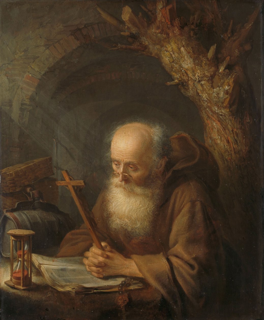 Een kluizenaar door Gerrit or Gerard Dou