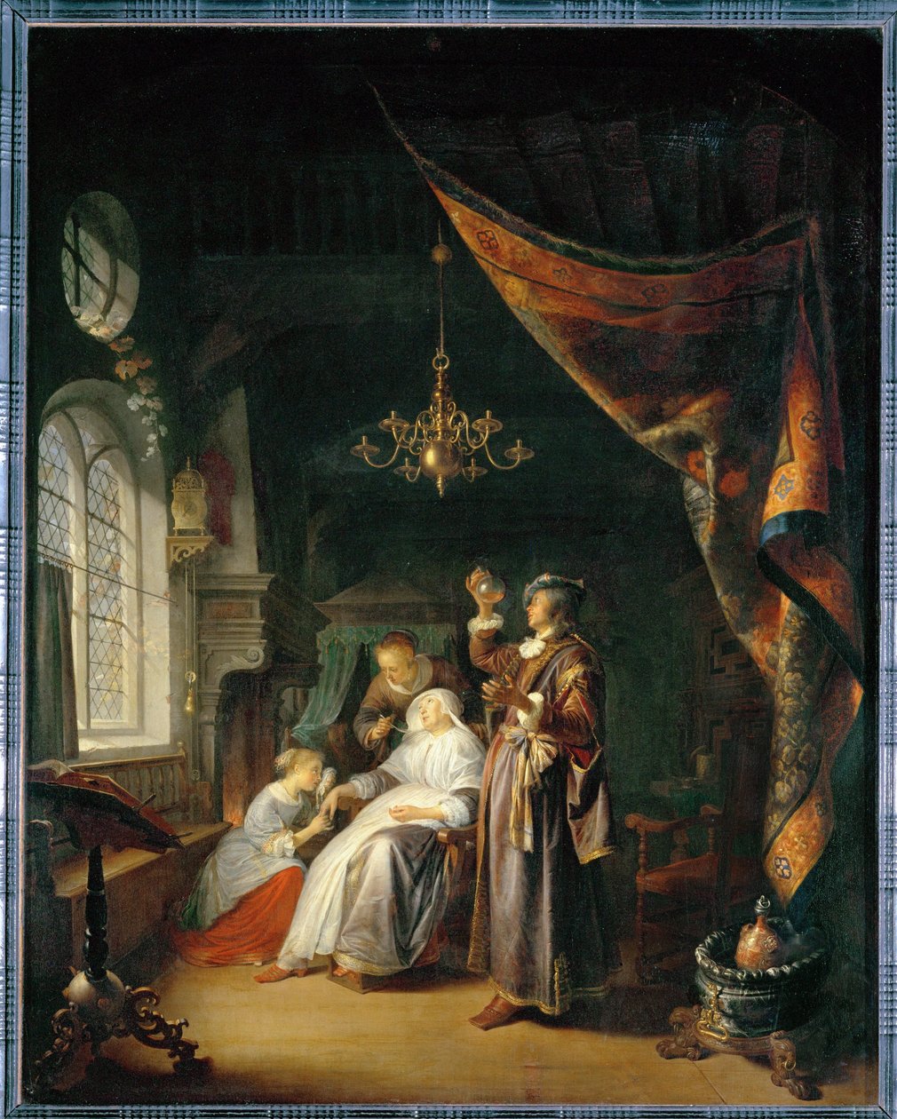 La femme hydropique - de druppelende vrouw ... door Gerrit or Gerard Dou