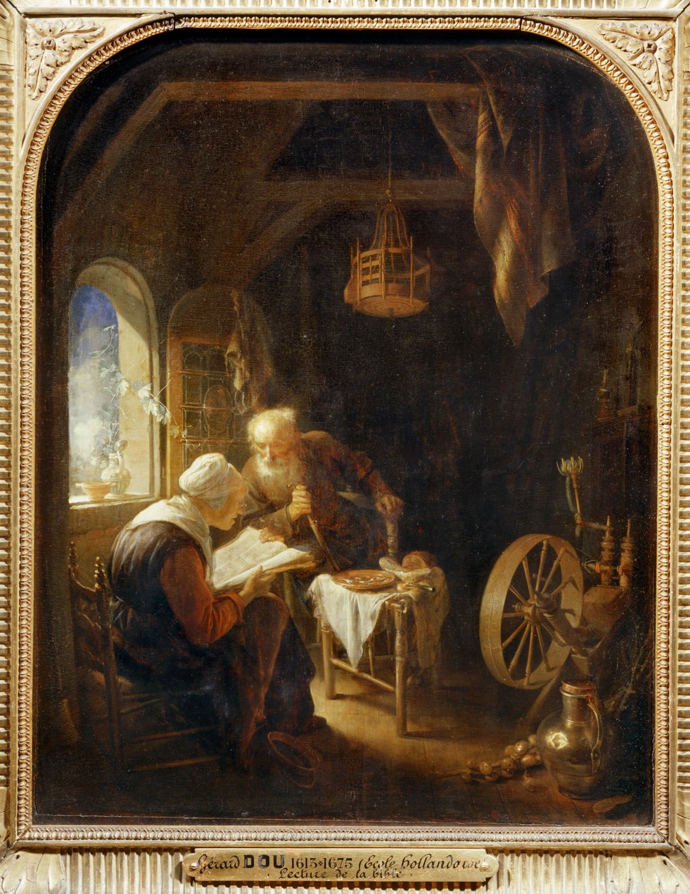 De Bijbel lezen of Anne en Tobias ... door Gerrit or Gerard Dou