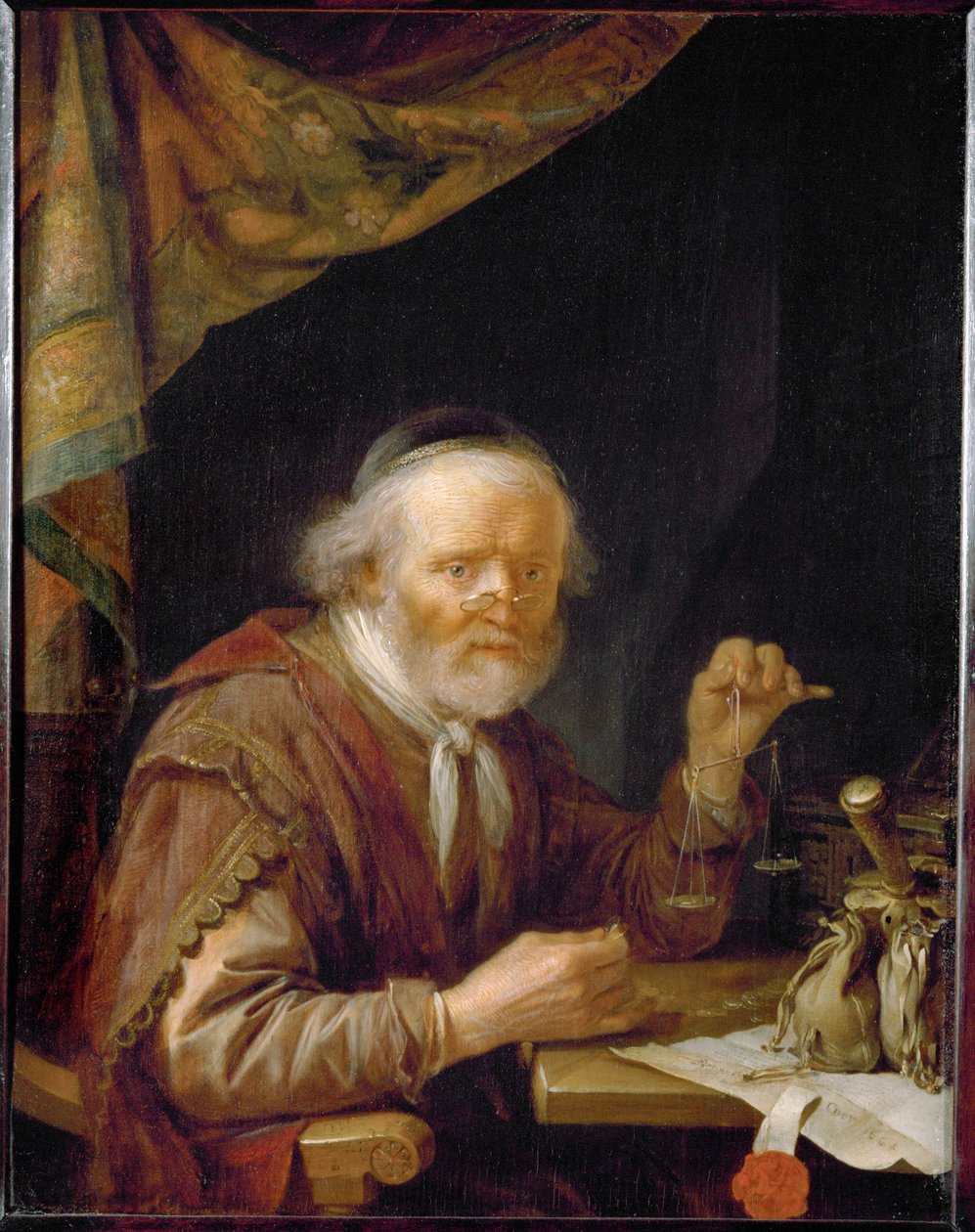 De goudweger ... door Gerrit or Gerard Dou