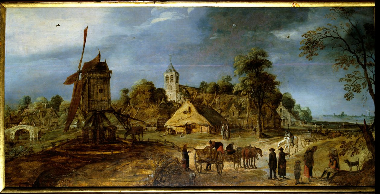 Een dorpsstraat door Gerrit van Honthorst