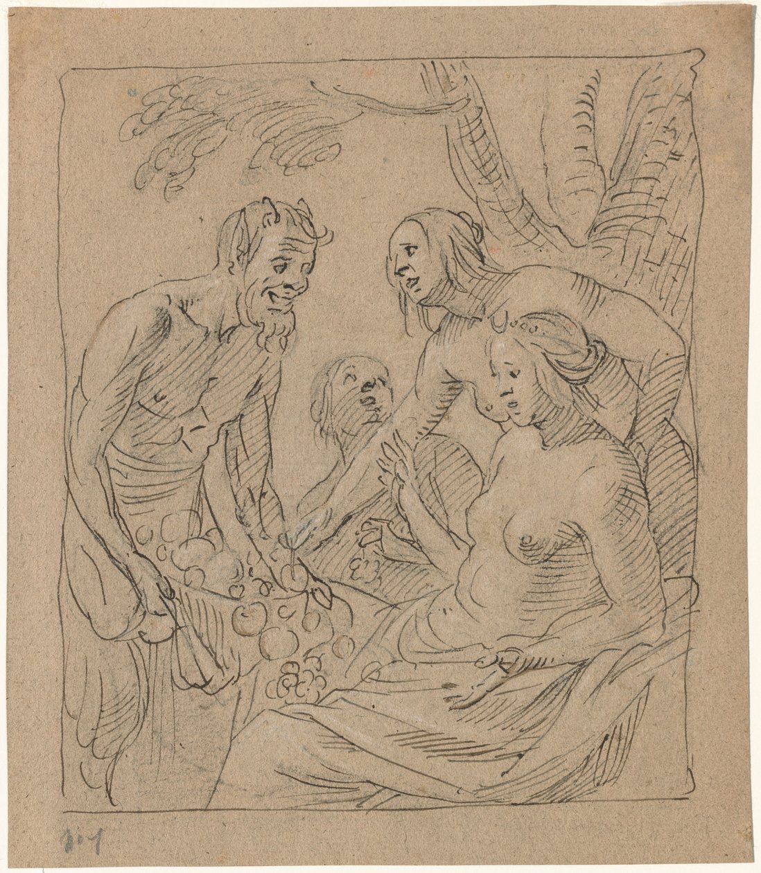 Diana en Twee Nimfen Ontvangen Geschenken van een Sater door Gerrit van Honthorst
