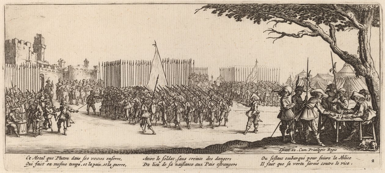 Werving van Troepen door Gerrit van Schagen after Jacques Callot