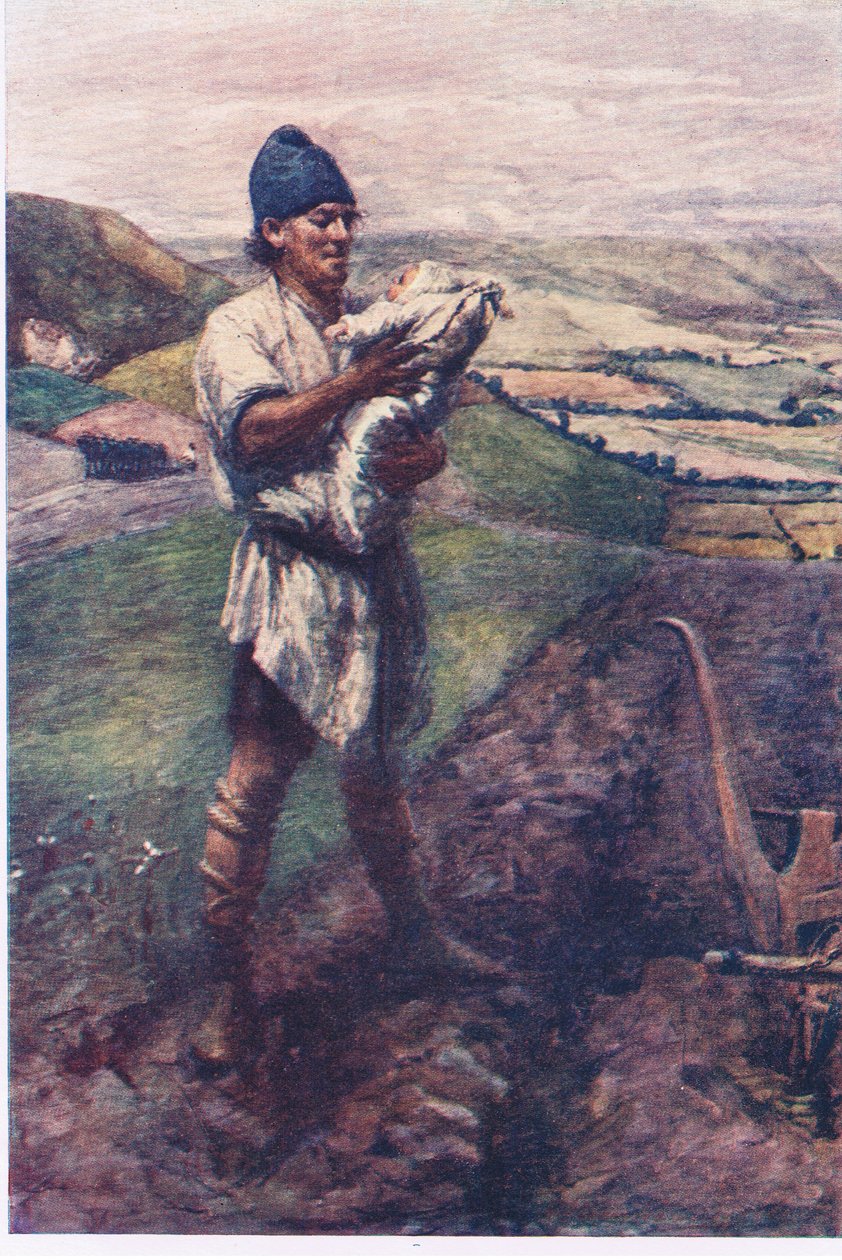 "In een voor in het veld vond de ploeger jou", Verhalen uit de Faerie Queen uitgegeven door George Harrap and Company door Gertrude E. Demain (after) Hammond