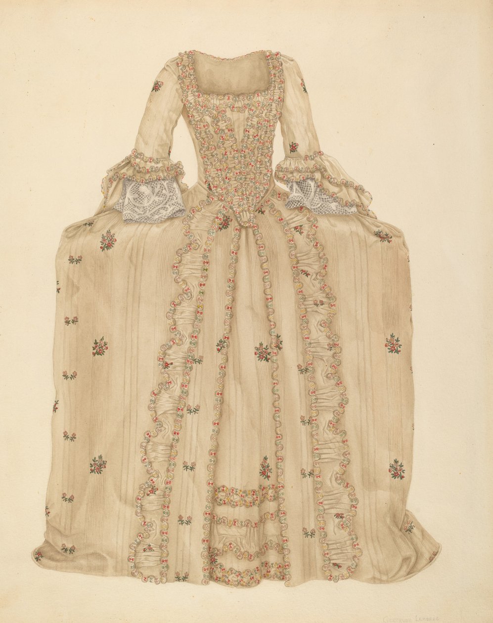 Zijde jurk met brokaat, ca. 1939 door Gertrude Lemberg