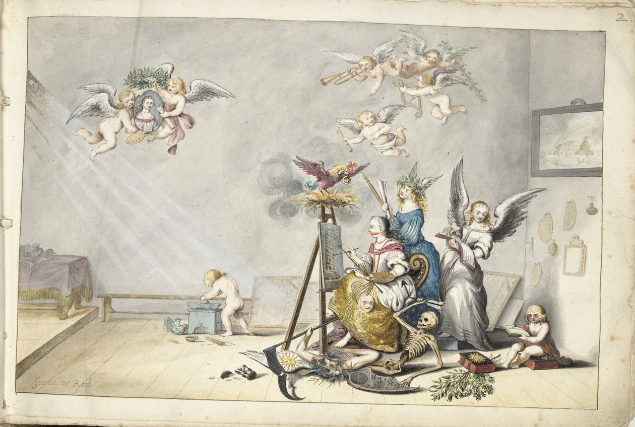 De overwinning van de Schilderkunst over de Dood door Gesina ter Borch (signed by artist)