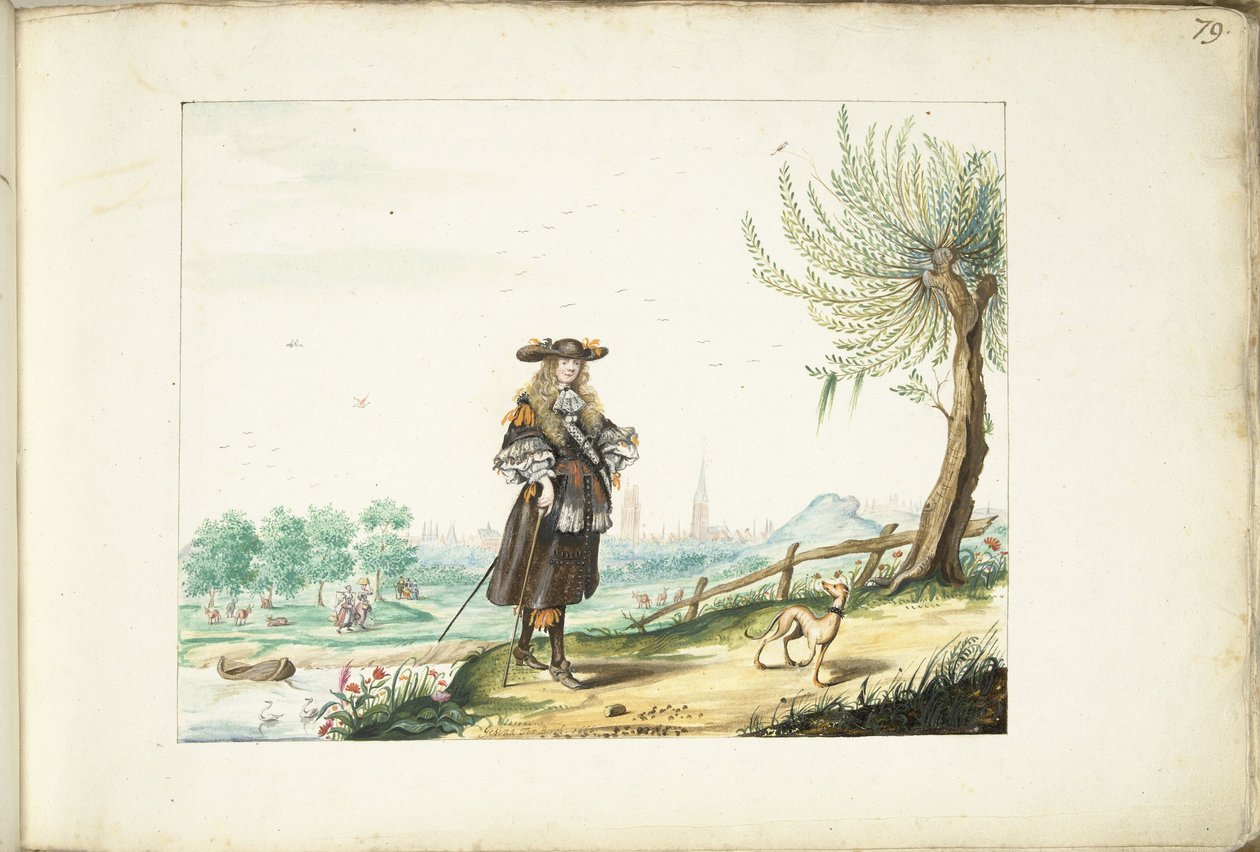 Moses ter Borch op het platteland buiten Zwolle door Gesina ter Borch (signed by artist)