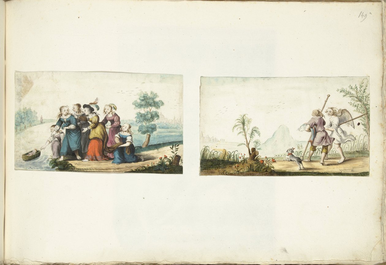 Mozes en Tobias en de engel door Gesina ter Borch (signed by artist)