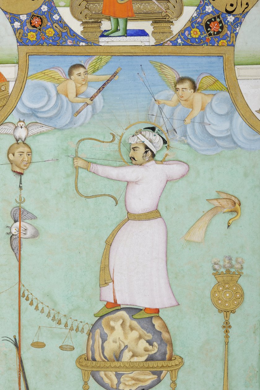Detail van Allegorisch portret van Jahangir door Ghulam Ali Khan