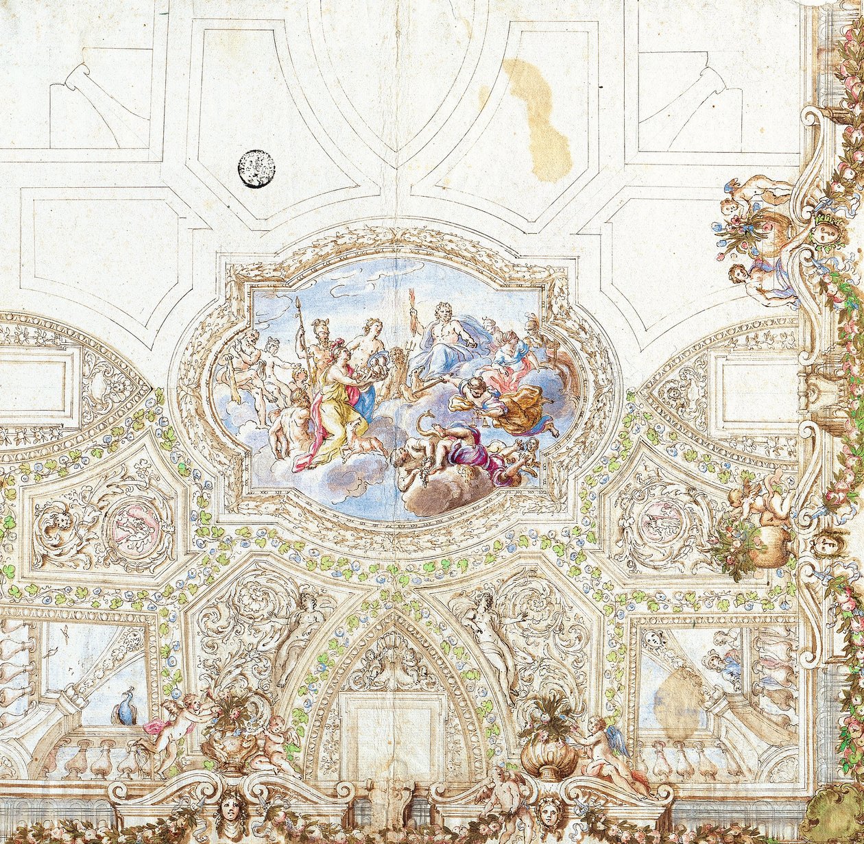 Compositie Studie voor een Plafonddecoratie door Giacinto Calandrucci