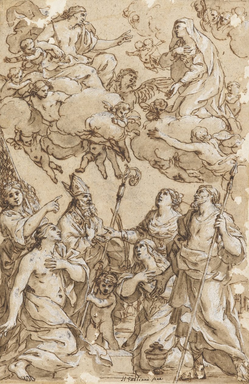 Christus en de Maagd met Patroonheiligen van Pistoia door Giacinto Gimignani