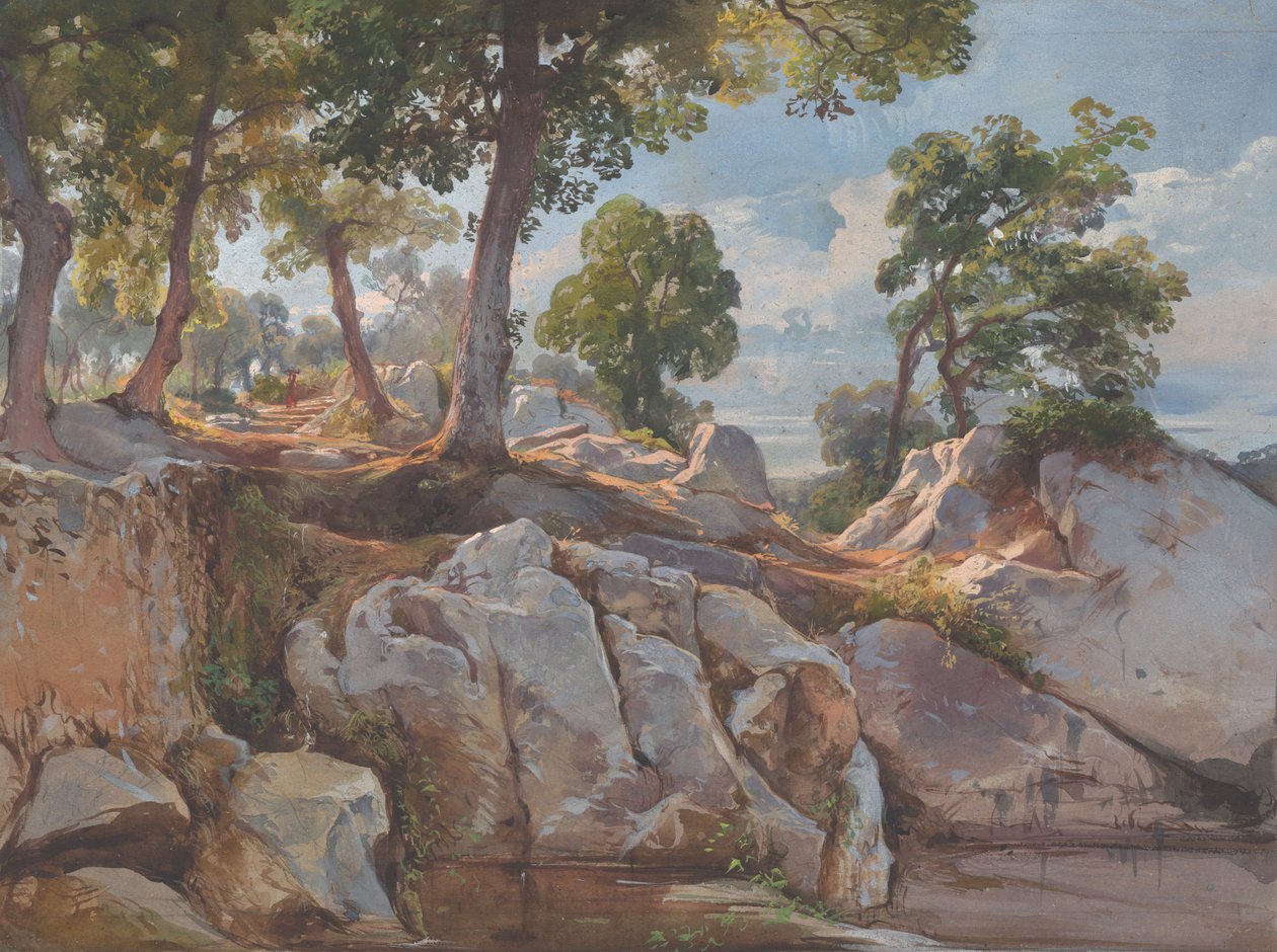 Uitzicht op Arlamato Caserlano, Sorrento, schets voor „Eiken bij Sorrento“ door Giacinto Gigante