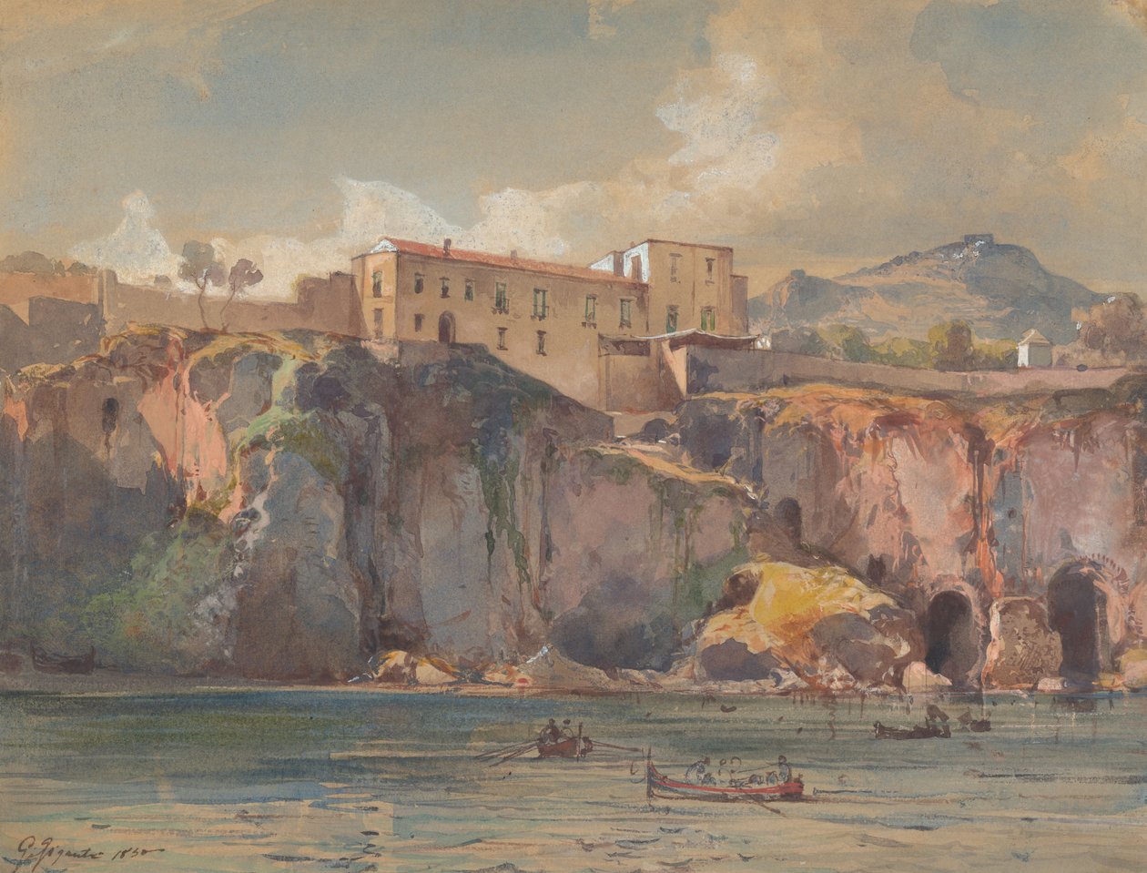 Uitzicht op de kliffen bij Amalfi door Giacinto Gigante