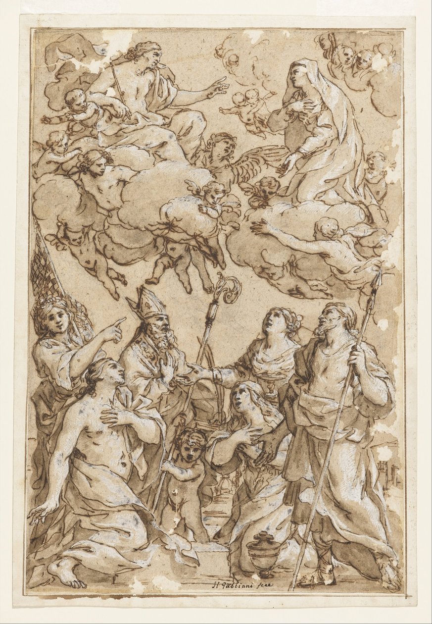 Christus en de Maagd met beschermheiligen van Pistoia door Giacinto Gimignani
