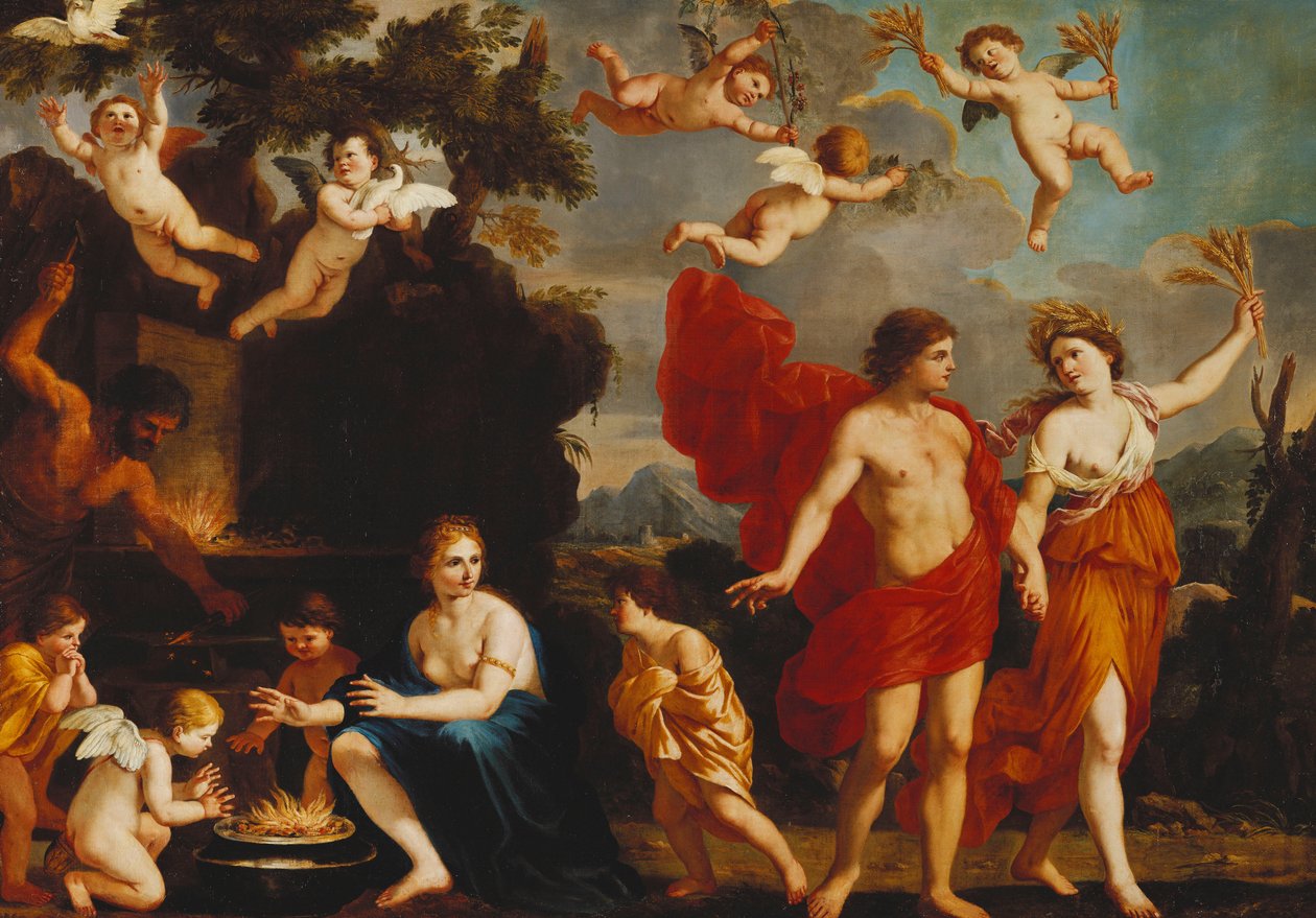 Sine Baccho et Cerere Friget Venus door Giacinto Gimignani or Gemignano