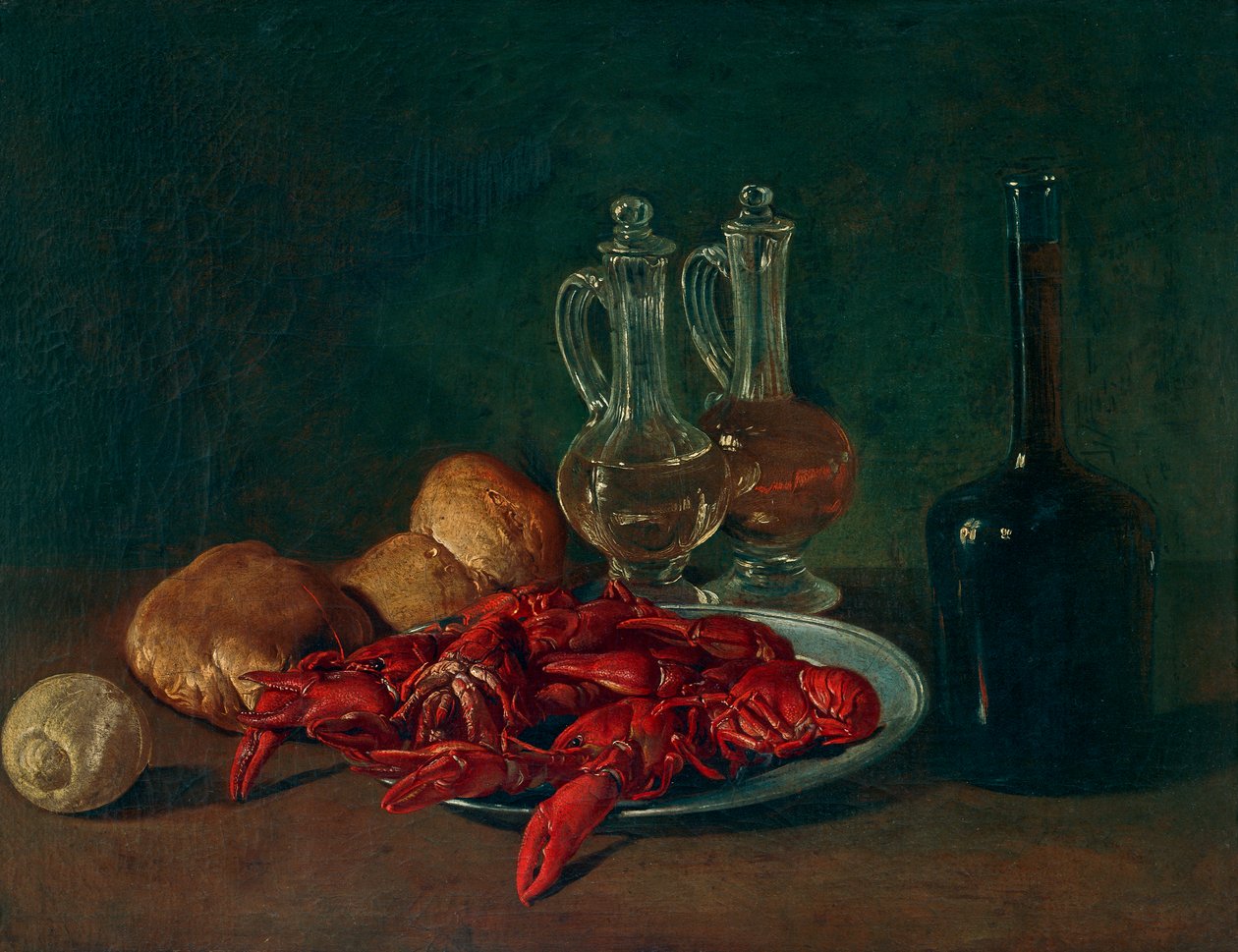 Garnalen op een bord door Giacomo Ceruti