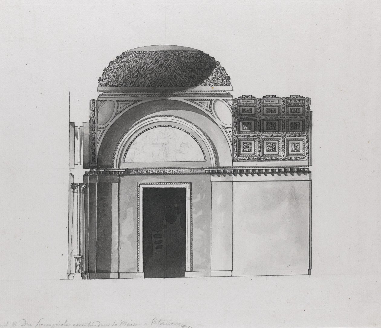 Kabinetontwerp voor de Hertog van Serracapriola in Petersburg door Giacomo Antonio Domenico Quarenghi