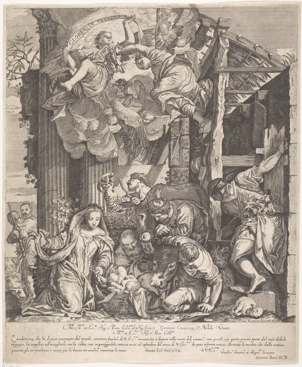 Aanbidding door de herders door Giacomo Barri