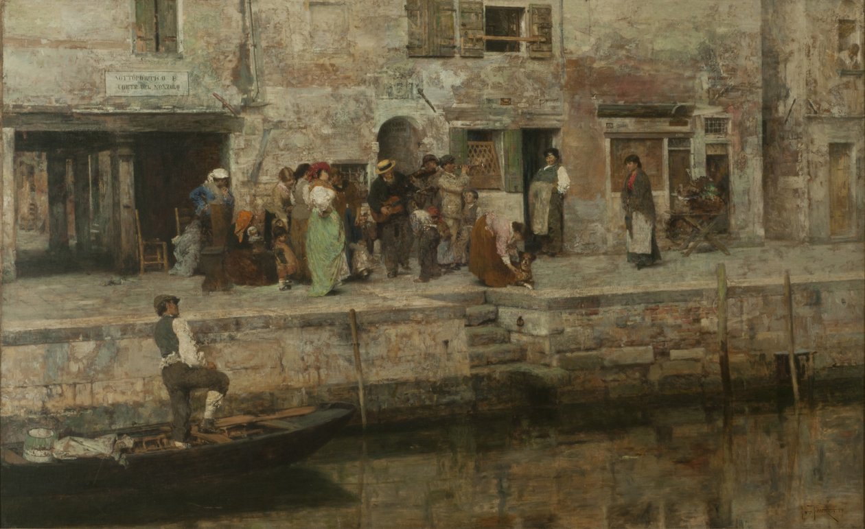 Reizende muzikanten, ca. 1881-83 door Giacomo Favretto