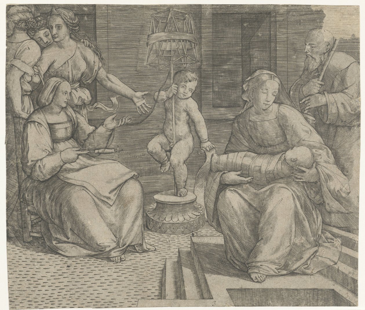Heilige Familie met Elisabeth en Johannes de Doper door Giacomo Francia