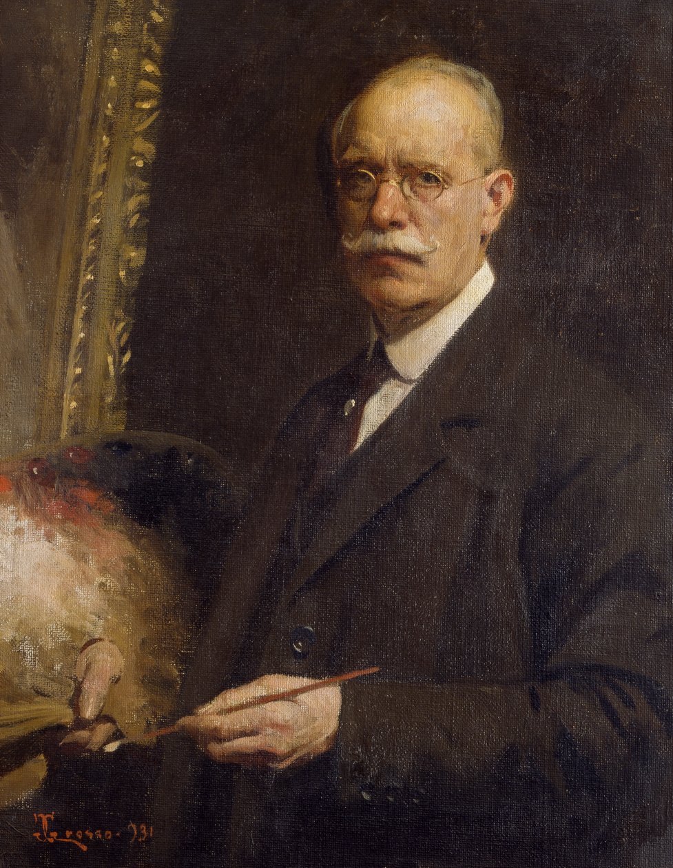 Zelfportret, door Giacomo Grosso (1860-1938) door Giacomo Grosso