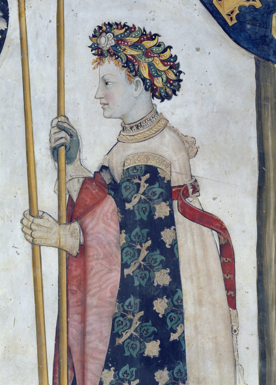 De Negen Waardigen en de Negen Waardige Vrouwen, detail van Semiramis, 1418-30 door Giacomo Jaquerio
