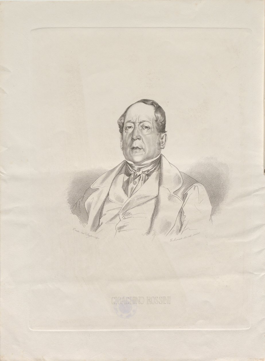 Portret van de componist Gioachino Antonio Rossini 1792-1868, 1852 door Giacomo Luzzati