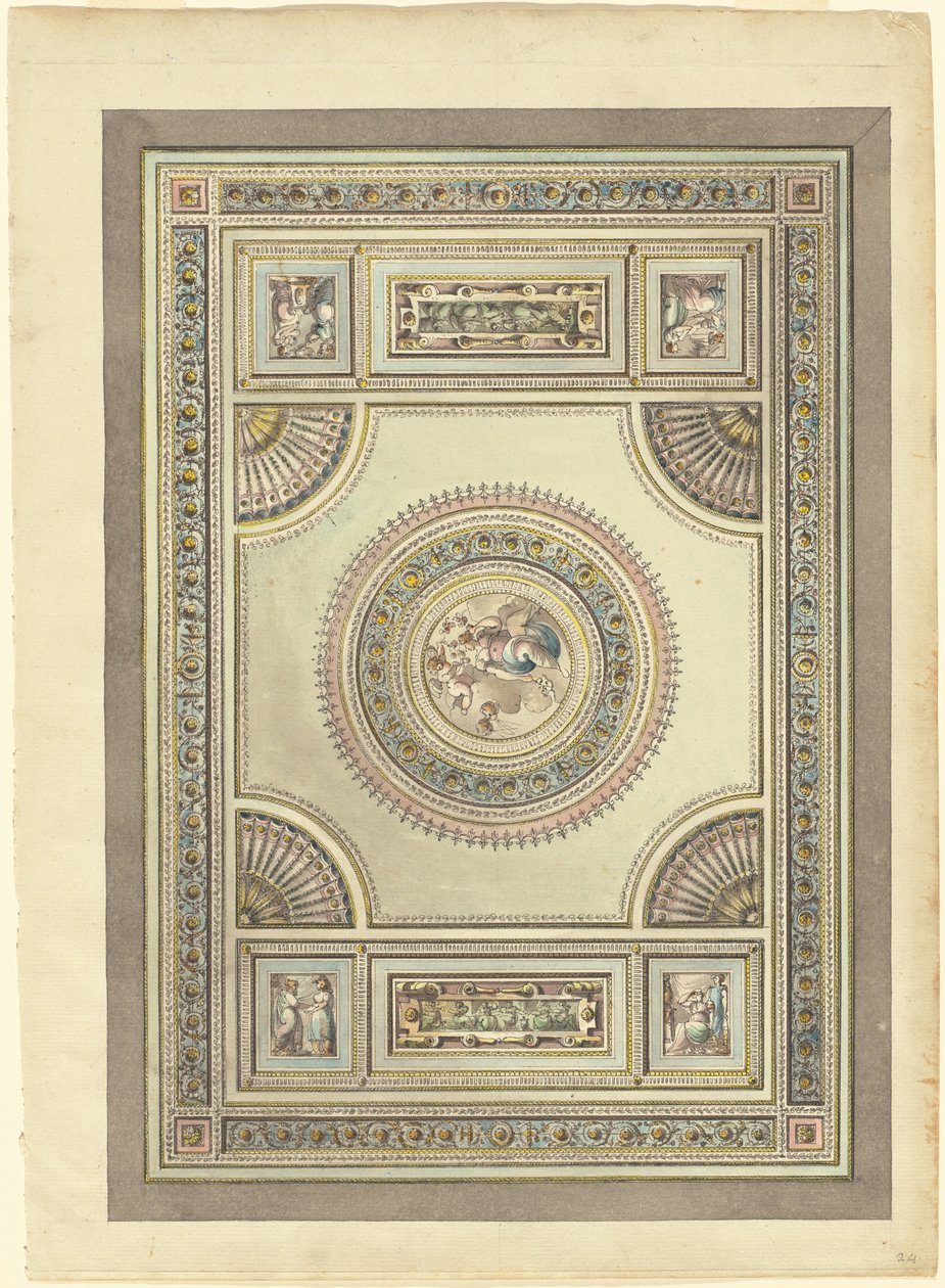 Een Sierlijk Plafond met een Allegorie van de Lente door Giacomo Quarenghi