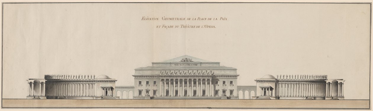 Geometrische Elevatie van het Vredesplein en de Façade van het Operahuis door Giacomo Quarenghi