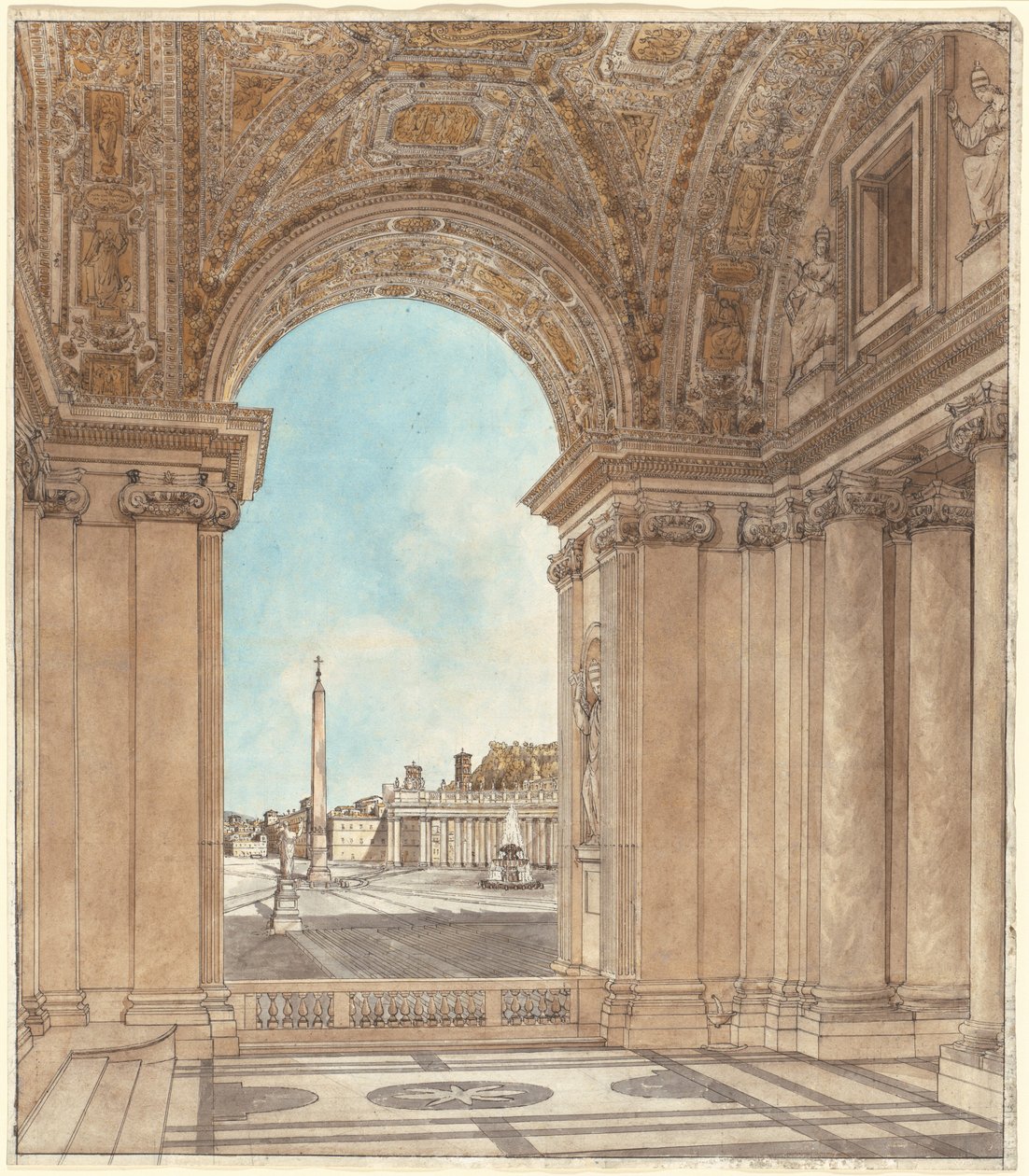 Het Piazza van Sint-Pieter Gezien door een Boog van de Basiliek door Giacomo Quarenghi