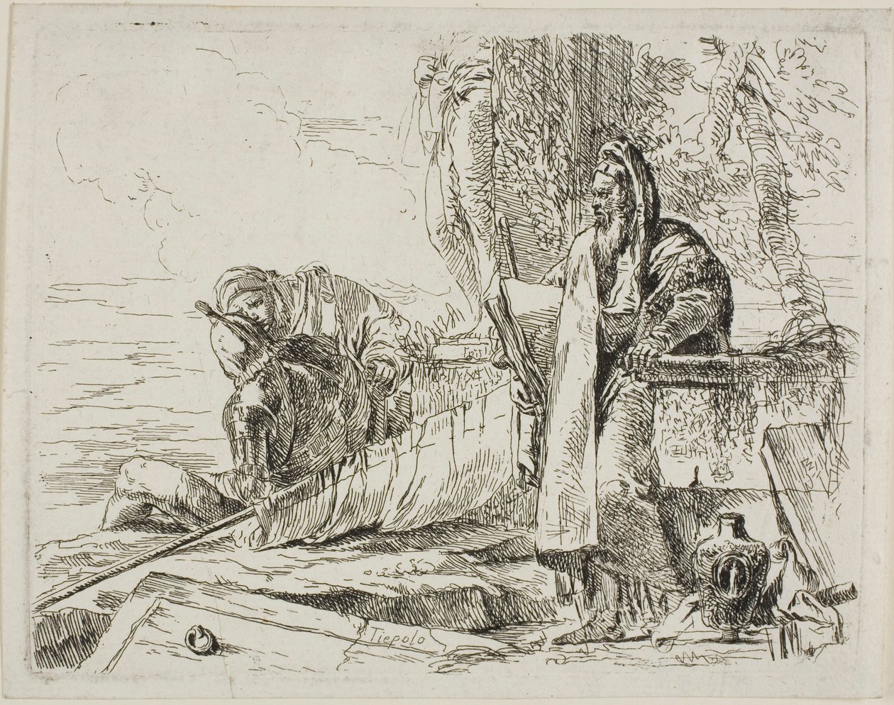 Staande filosoof en twee andere figuren, uit Capricci door Giambattista Tiepolo