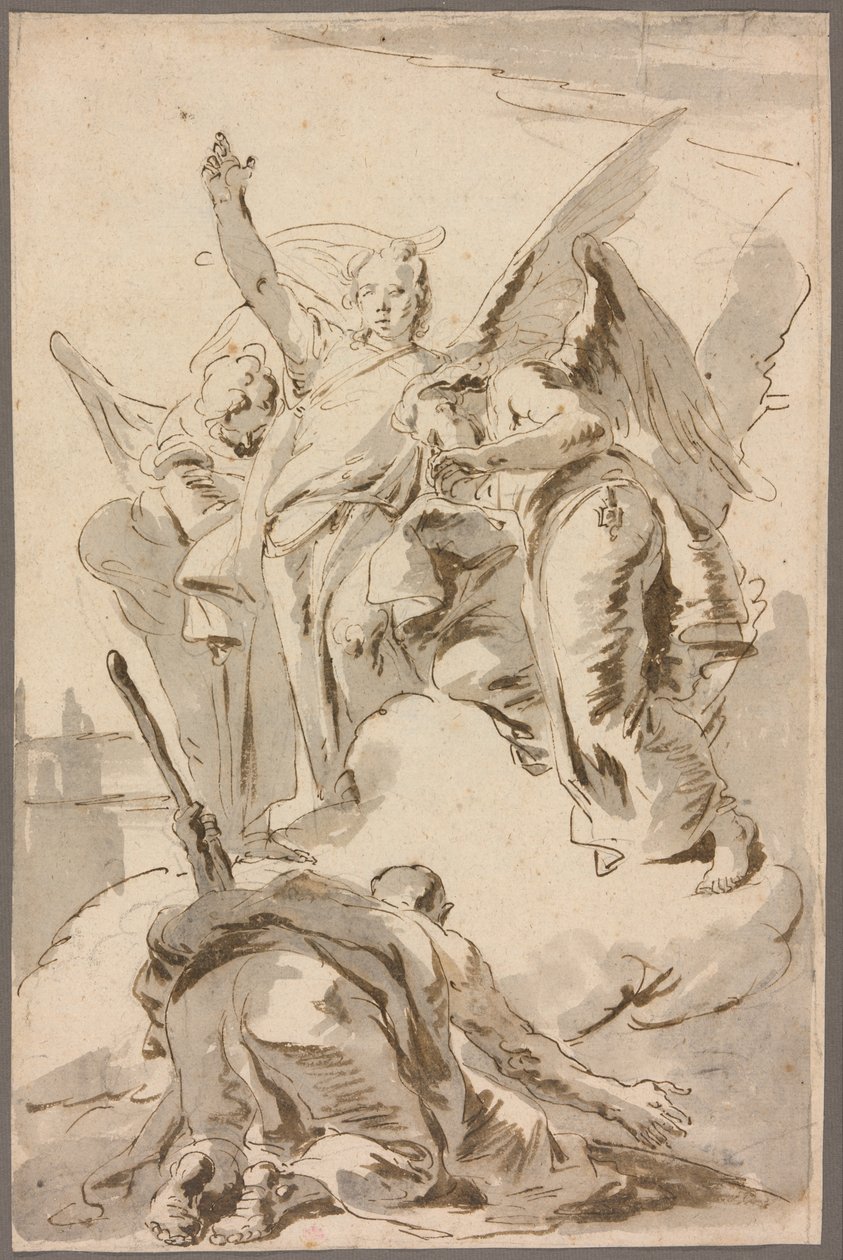 Drie engelen verschijnen aan Abraham door Giambattista Tiepolo