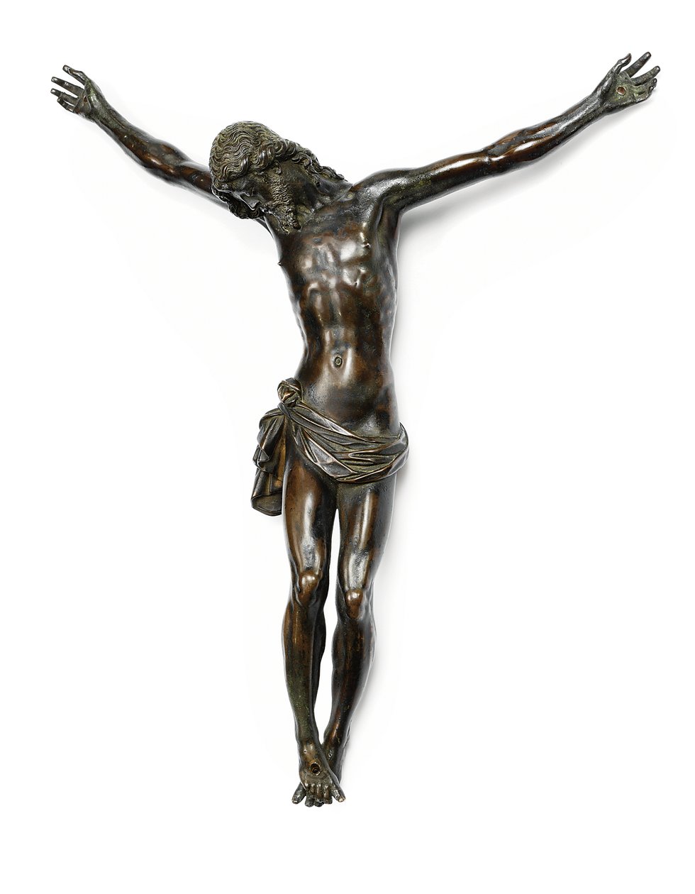 Beeld van de gekruisigde Christus, gegoten naar een model van Giambologna, toegeschreven aan Antonio Susini en werkplaats, ca. 1580-1600 door Giambologna