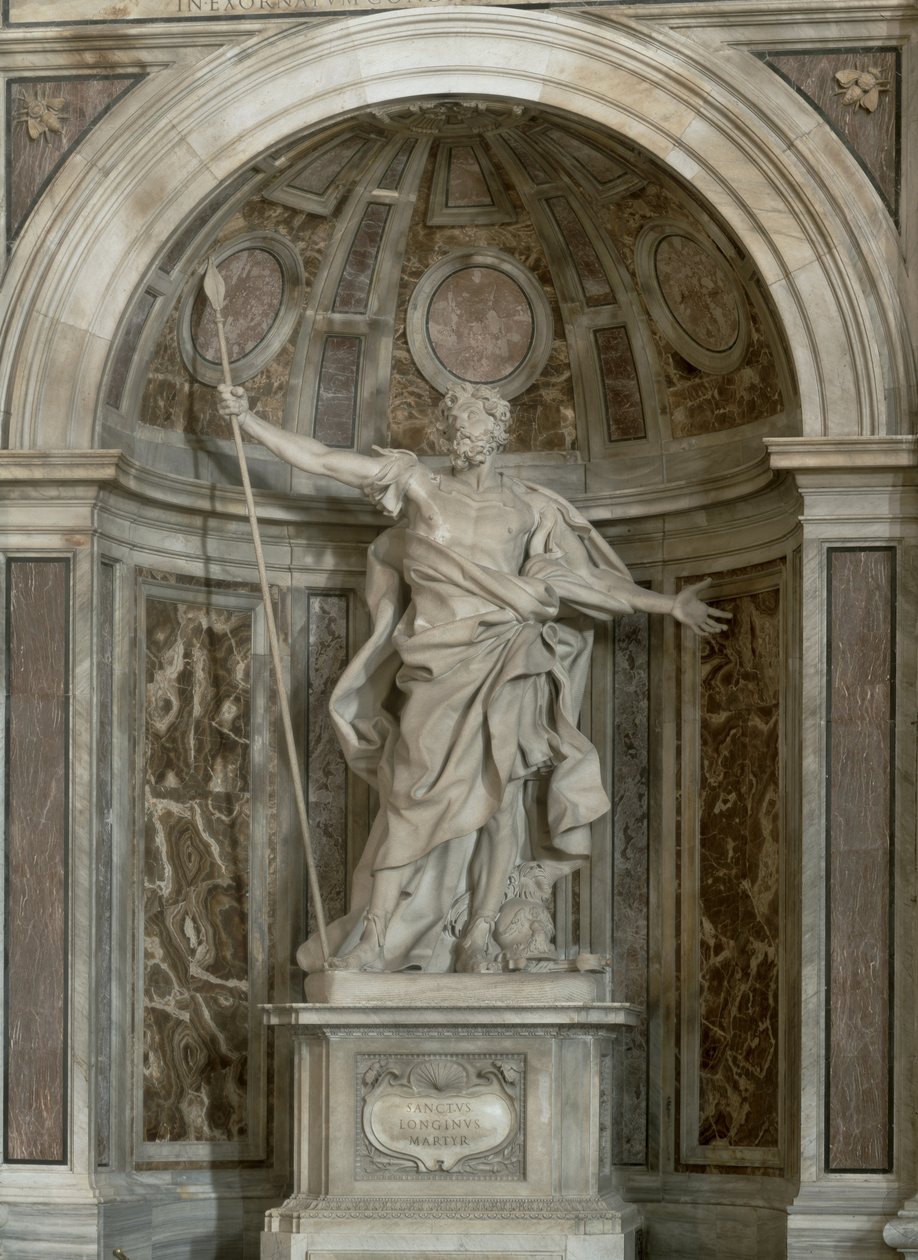 Standbeeld van St. Longinus, aan de voet van de vier pilaren die de koepel ondersteunen, 1631-38 door Gian Lorenzo Bernini