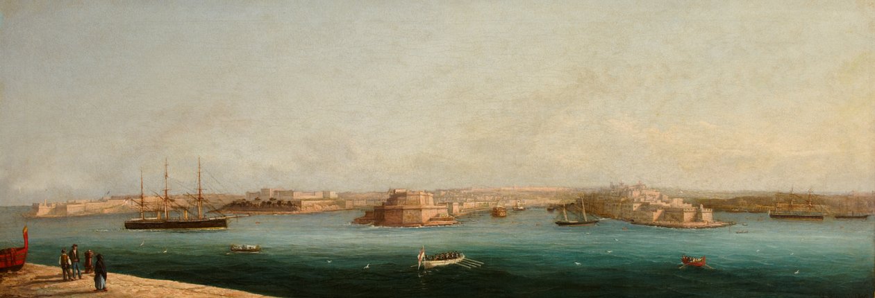 Grote Haven en Drie Steden vanaf de kade van Valletta, 1869 door Giancinto Gianni