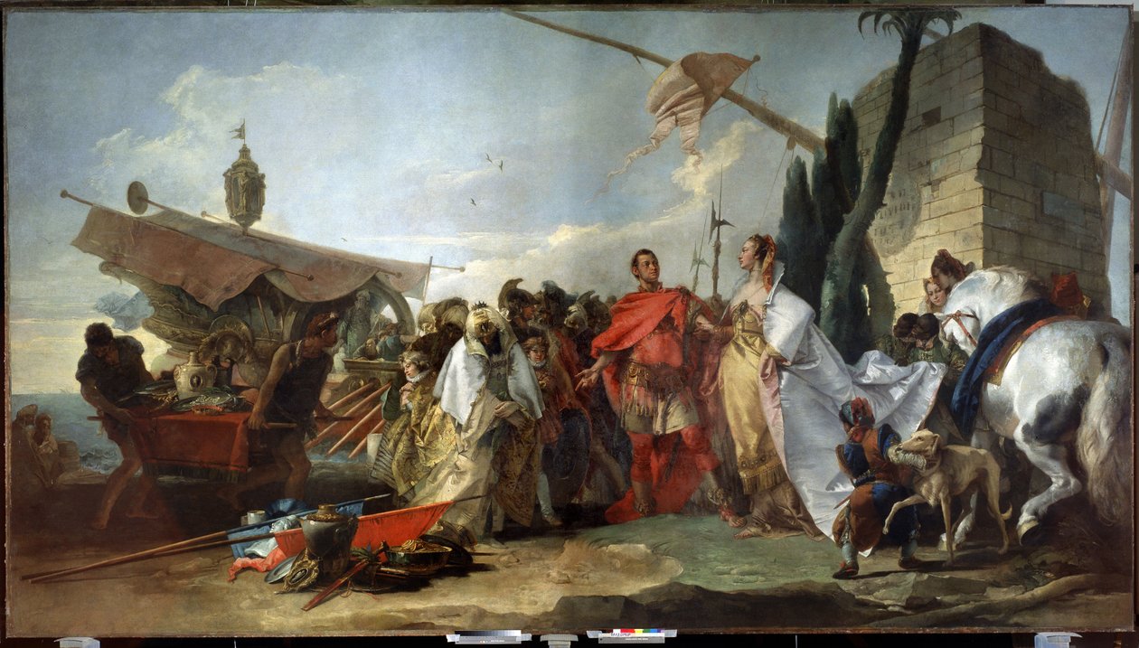 Julius Caesar ontmoet Cleopatra door Giandomenico  Tiepolo
