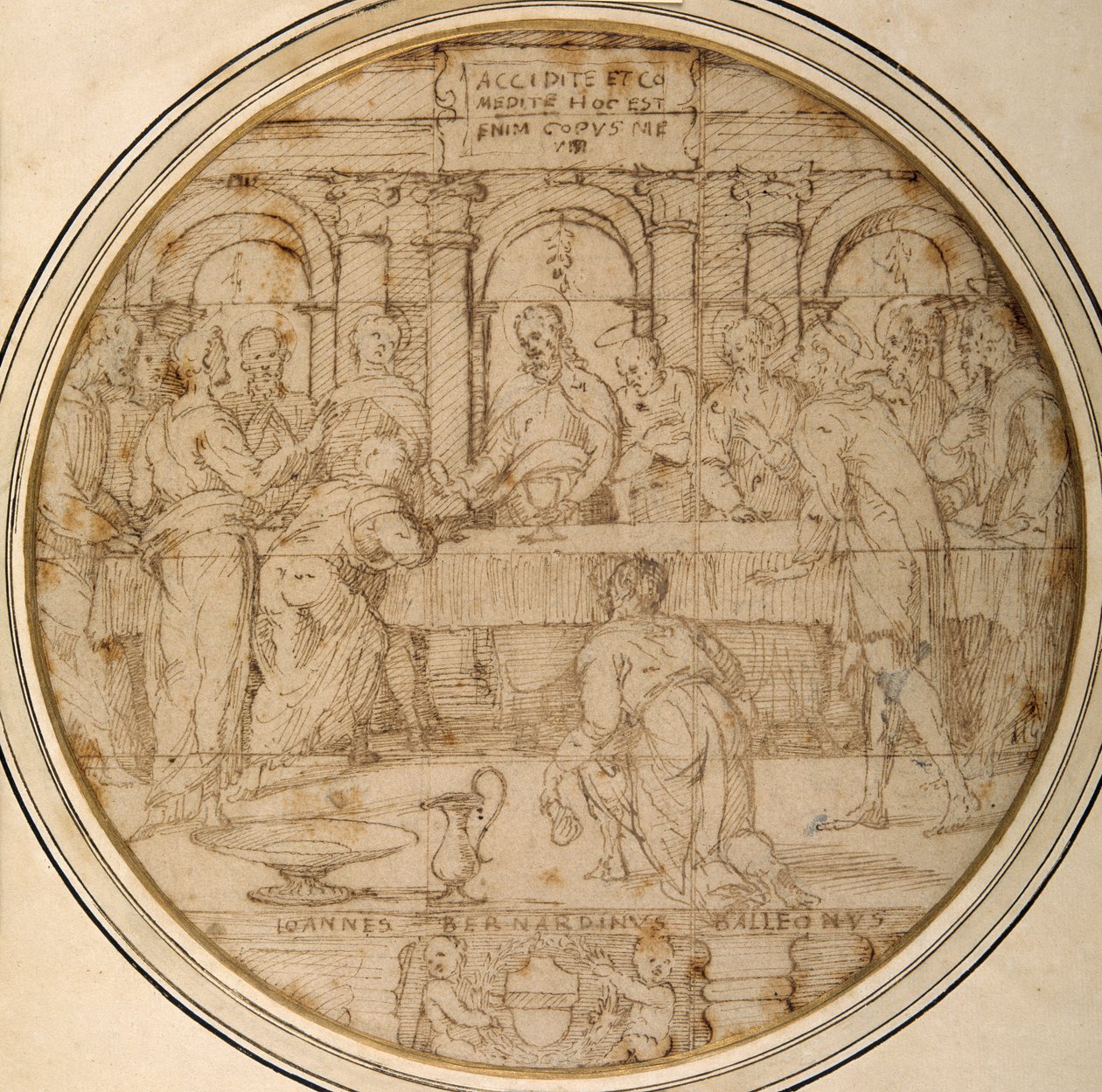 De Eucharistie (pen en bruine inkt op papier) door Giannicola di Paolo