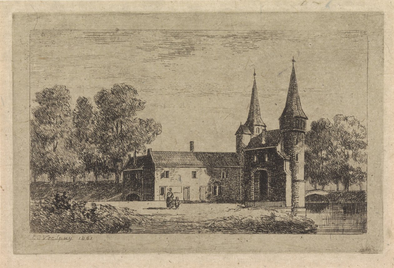Oostpoort te Delft door Gijsbertus Johannes Verspuy
