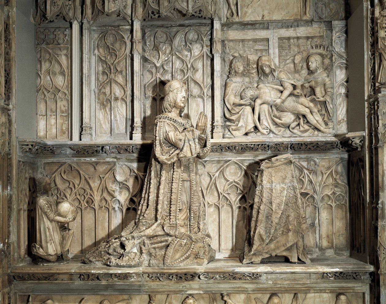 Gotische kunst: Graf van Juan de Padilla (1490-1521). Hidalgo en revolutionair Castiliaans, bekend om zijn deelname aan de Oorlog van de Gemeenschappen van Castilië. Marmeren sculptuur van Gil van SILOE, circa 1500. Burgos, Burgos Museum door Gil de Siloe