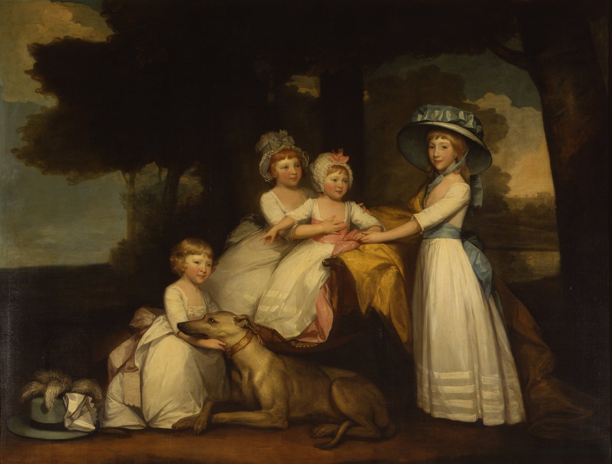 Portret van de kinderen van de 2e hertog en hertogin Northumberland - Lady Elizabeth Percy, Earl Percy, Lady Julia Percy en Lady Agnes Percy door Gilbert Stuart