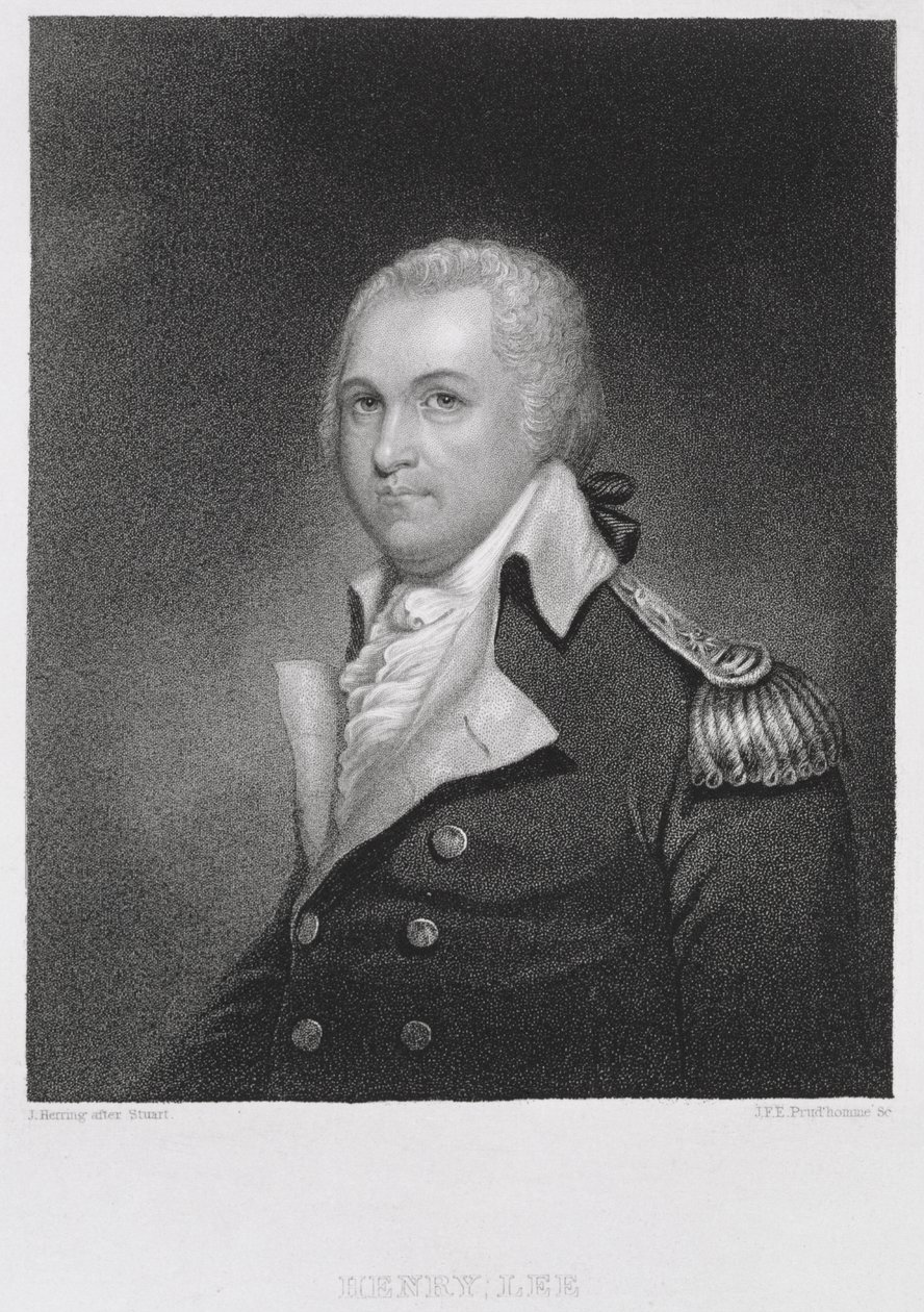 Generaal Henry Lee (1756-1818), gegraveerd door John Francis Eugene PrudHomme (1800-92) naar een kopie van het originele schilderij door James Herring (1794-1867) door Gilbert after Stuart