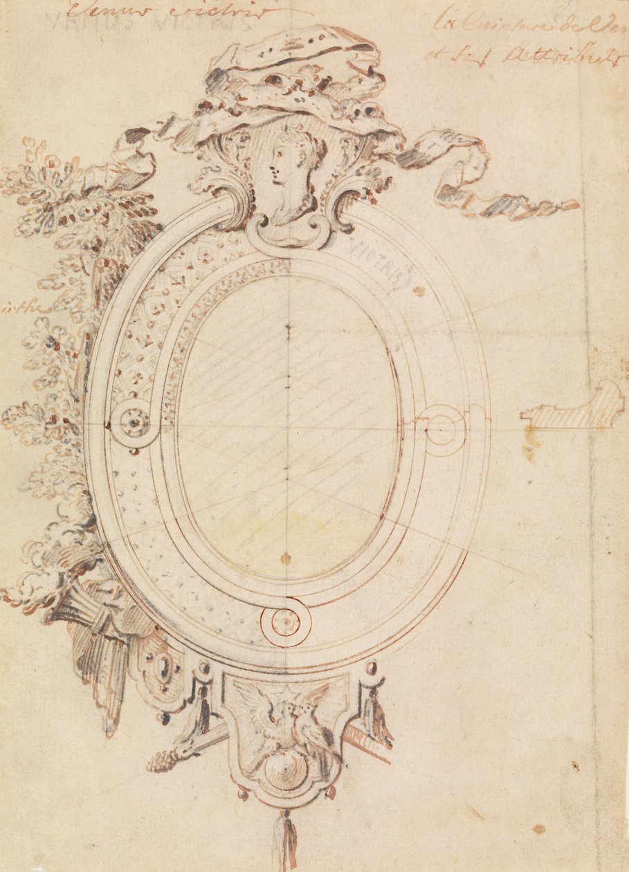 Ontwerp voor een ovaal frame met het thema Venus Victorious door Gilles-Marie Oppenord