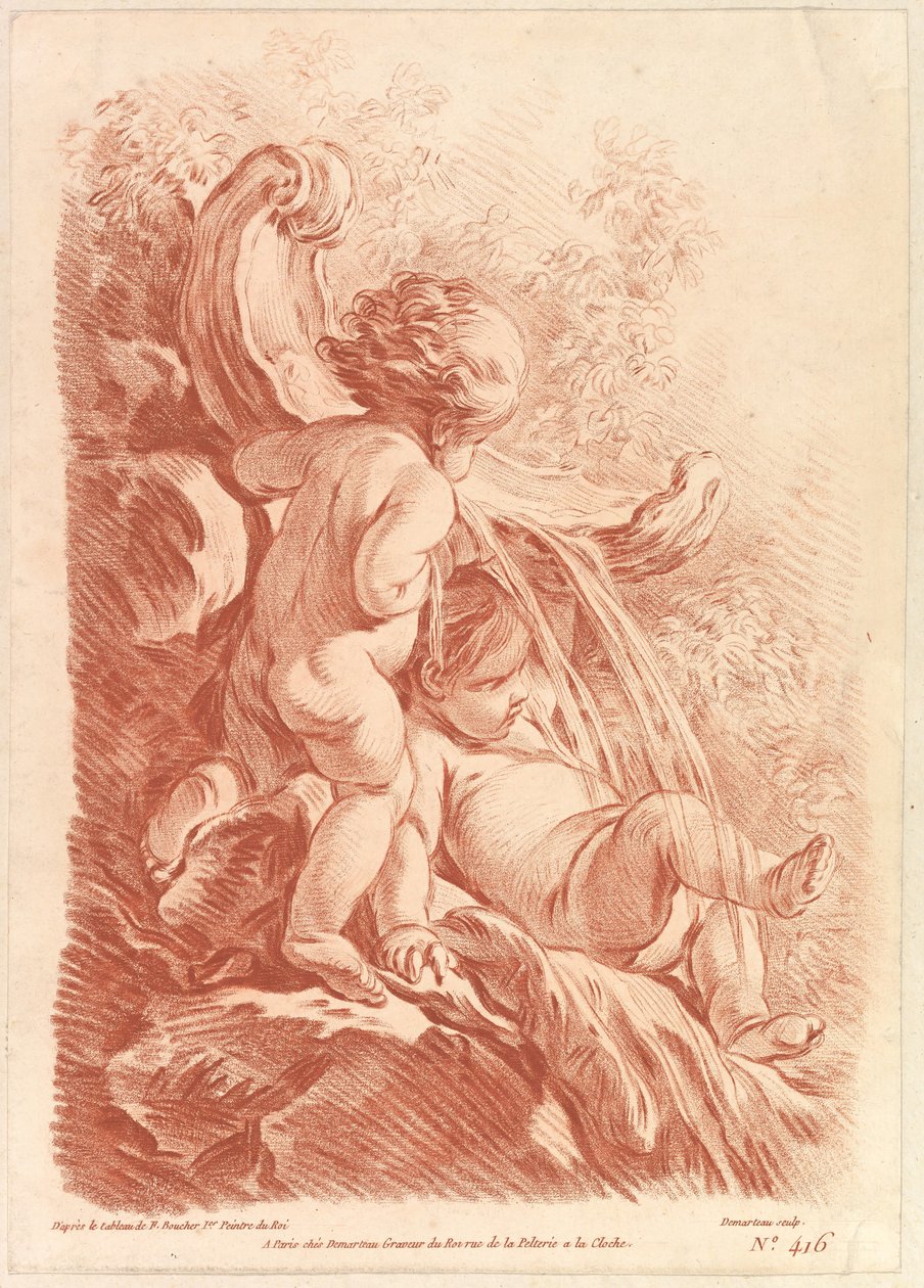 Fontein met twee cupido